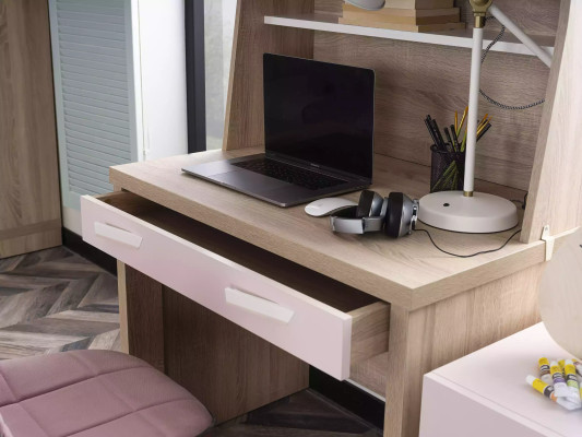 Gruppe Kinderzimmer Schreibtisch Bücherregale 4tlg Computer Holz Rosa