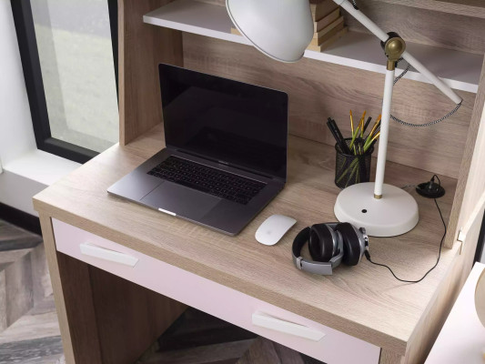 Gruppe Kinderzimmer Schreibtisch Bücherregale 4tlg Computer Holz Rosa