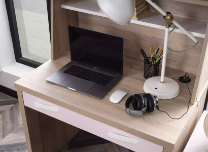 Gruppe Kinderzimmer Schreibtisch Bücherregale 4tlg Computer Holz Rosa