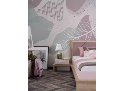 Kindermöbel Garnitur Kinderbett Kinderzimmer Bett Holz Rosa Set 3tlg