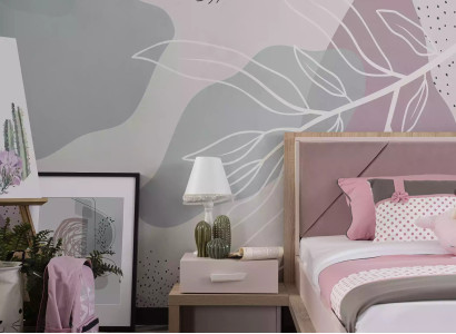 Kindermöbel Garnitur Kinderbett Kinderzimmer Bett Holz Rosa Set 3tlg