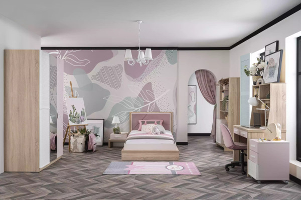 Moderner Kinderzimmer Kleiderschrank Dreitürig Holzmöbel Spiegelschrank