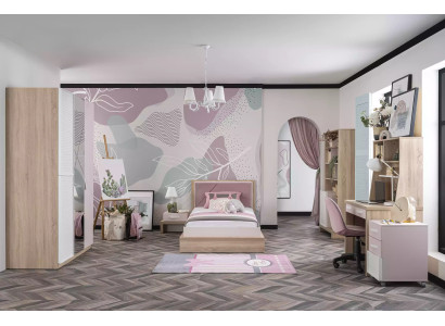 Moderner Kinderzimmer Kleiderschrank Dreitürig Holzmöbel Spiegelschrank