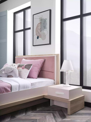 Nachttisch Kinder Kinderzimmer Nachtkommode Holz Rosa Schrank Tisch