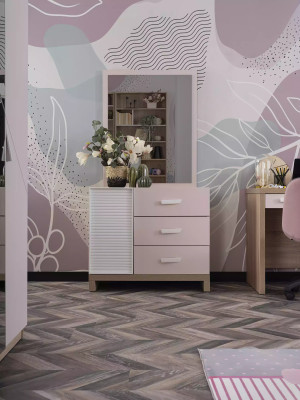 Kinderkommode Kommode Schrank Kinderzimmerregal Rosa Holz Moderne Neu