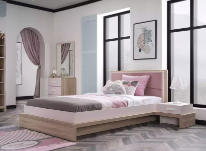 Kinderbett Kindermöbel Bett Bettrahmen Holz Rosa Kinderzimmer Modern