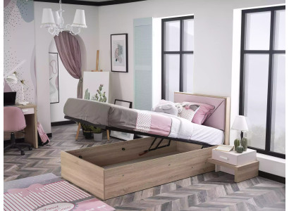 Kinderbett Bett Bettrahmen Holz Rosa Kinderzimmer Bettkasten Modern