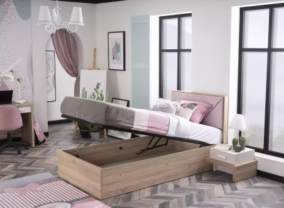 Kinderbett Bett Bettrahmen Holz Rosa Kinderzimmer Bettkasten Modern