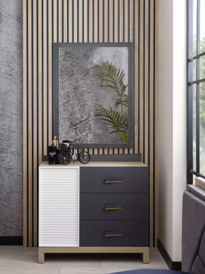 Kinderkommode Kommode Schrank Kinderzimmerregal Grau Holz Moderne Neu