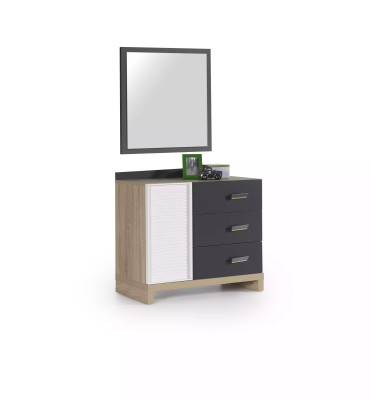 Kinderkommode Spiegel Kommode Schrank Kinderzimmerregal Grau Holz Set
