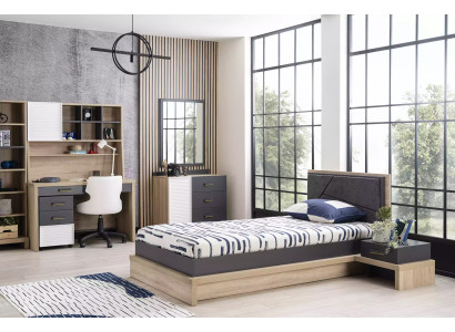 Kinderkommode Spiegel Kommode Schrank Kinderzimmerregal Grau Holz Set