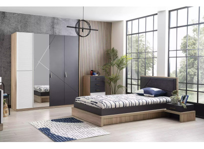 Kinderbett Bett Bettrahmen Holz Grau Kinderzimmer Modern Jugendliche