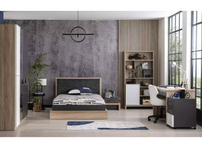 Bettrahmen Kinderbett Jugendliche Bett Holz Grau Kinderzimmer Modern