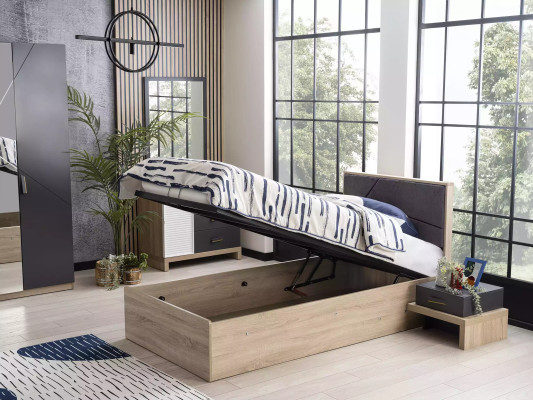 Kinderbett Bettkasten Bett Bettrahmen Holz Grau Kinderzimmer Betten