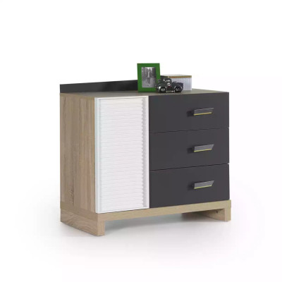 Kinderzimmer Kindermöbel Garnitur Kinderbett Bett Holz Grau Set 10tlg