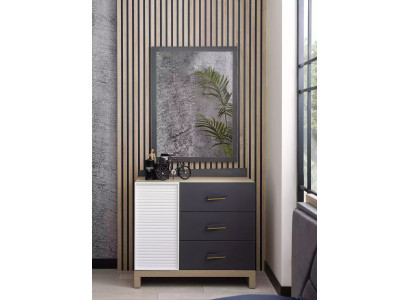 Kinderbett Kindermöbel Garnitur Kinderzimmer Bett Holz Grau Set 7tlg