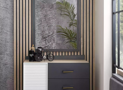 Kinderbett Kindermöbel Garnitur Kinderzimmer Bett Holz Grau Set 7tlg