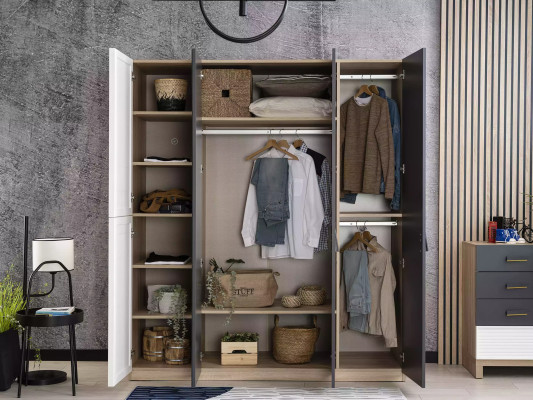 Kinderzimmermöbel Kinderbett Kinderzimmer Bett Grau Set 4tlg Garnitur