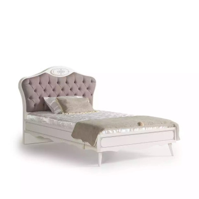 Chesterfield Jugendbett Bett 120 cm Kinderzimmer Set 5tlg Grau Stoff