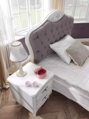Chesterfield Jugendbett Bett 120 cm Kinderzimmer Set 5tlg Grau Stoff