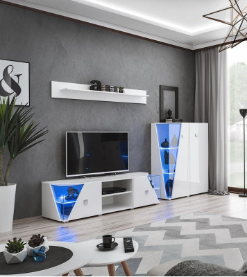 Wohnzimmer Set Wandregal TV-Ständer Wohnwand Modern Vitrine Design 3tlg.Neu