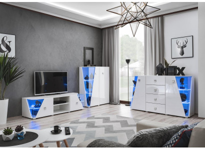 Modern Set TV-Ständer Design Wohnwand Wohnzimmer Luxus Garnitur 3tlg
