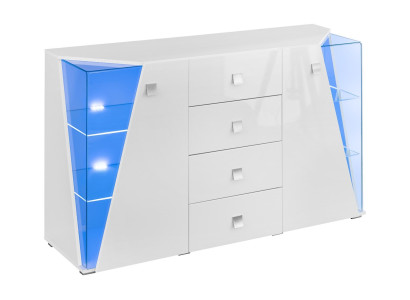 Wohnwand Modern Weiß TV-Ständer Wohnzimmer Vitrine Garnitur 4 tlg.Neu