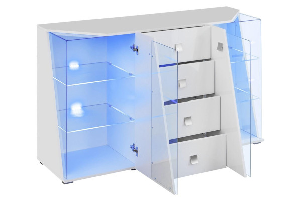Modern Wohnzimmer Set Luxus Kommode Wohnwand Vitrine Neu Möbel Weiß