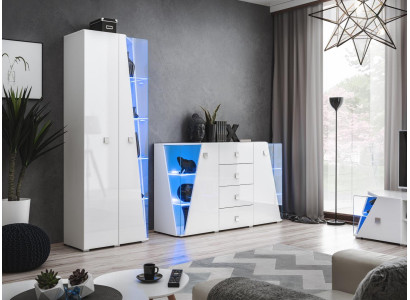 Modern Wohnzimmer Set Luxus Kommode Wohnwand Vitrine Neu Möbel Weiß