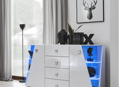 Designer Weiß Kommode Einrichtung Wohnzimmer Luxus Holz Möbel Modern Neu