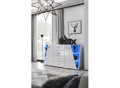 Designer Weiß Kommode Einrichtung Wohnzimmer Luxus Holz Möbel Modern Neu