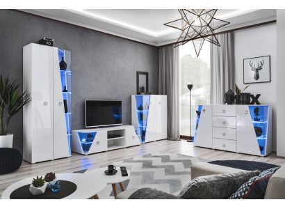 Wohnwand Set Luxus Einrichtung Wohnzimmer Designer TV-Ständer neu Vitrine