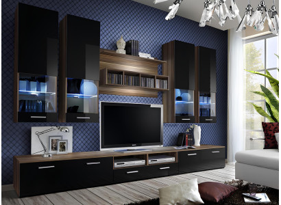 Luxus Wohnwand tv Ständer Holz Designer Möbel Schwarz Möbel Wohnzimmer