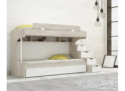 Etagenbett Holz Stauraum Praktische Stufen Kinderzimmer Möbel Weiß Design