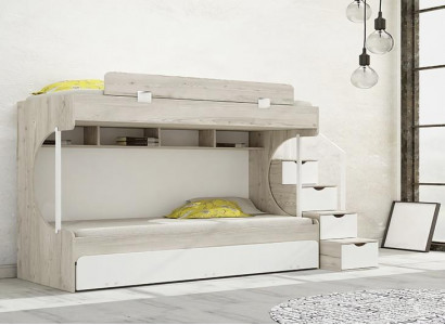 Etagenbett Holz Stauraum Praktische Stufen Kinderzimmer Möbel Weiß Design