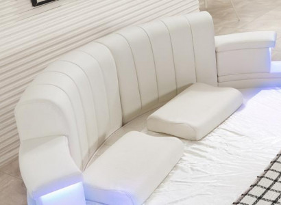 Rundbett mit LED-Beleuchtung Modernes Schlafsofa Beige Design Schlafzimmer