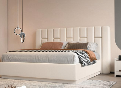 Luxus Beige Bett mit Gestepptem Kopfteil Modernes Design für Schlafzimmer