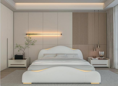 Luxus Bettgestell Modernes Design Grau Gold Akzenten Bett Stilvollem Kopfteil