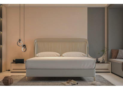 Luxus Bettgestell Modernes Design Grau mit Gold Bett Elegantem Kopfteil