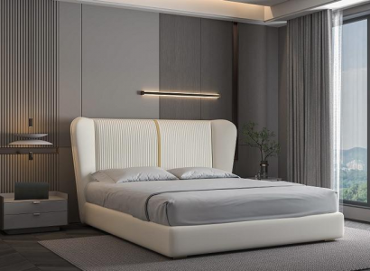 Luxusbett Beige Modernes Polsterbett Komfort Schlafen Stilvolles Design Bett