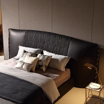 Designerbett Schwarz Modernes Polsterbett Luxus Schlafen Exklusives Design Stil