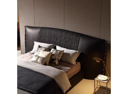 Designerbett Schwarz Modernes Polsterbett Luxus Schlafen Exklusives Design Stil