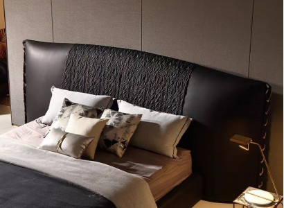 Designerbett Schwarz Modernes Polsterbett Luxus Schlafen Exklusives Design Stil