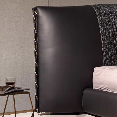 Designerbett Schwarz Modernes Polsterbett Luxus Schlafen Exklusives Design Stil