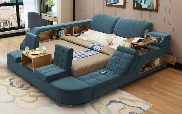 Multifunktionsbett Modernes  Komfort Schlafen Design Lounge Bett Polsterbett