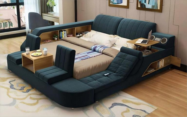 Multifunktionsbett Modernes  Komfort Schlafen Design Lounge Bett Polsterbett