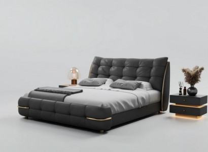 Luxusbett Schwarz Modernes Polsterbett Komfort Schlafen Elegantes Design Bett