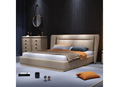 Luxusbett Beige Modernes Polsterbett Komfort Schlafen Stilvolles Design Bett