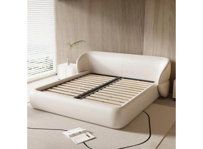 Design Polsterbett Modernes Schlafsofa Möbel Grau Kuschelig Stoffbezug Elegant