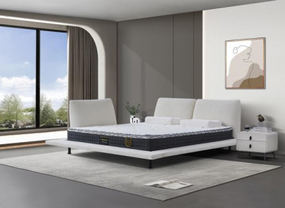 Boxspringbett Modern Komfort Design Doppelbett Weißes Kopfteil Minimalistisch